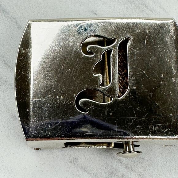 Old English Initial "Y" Military Web Belt Buckle Silver Chrome ✨ - Picture 2 of 10